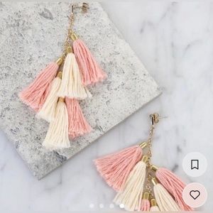 Ettika Daydreamer Tassel Earrings In Peach And Gold